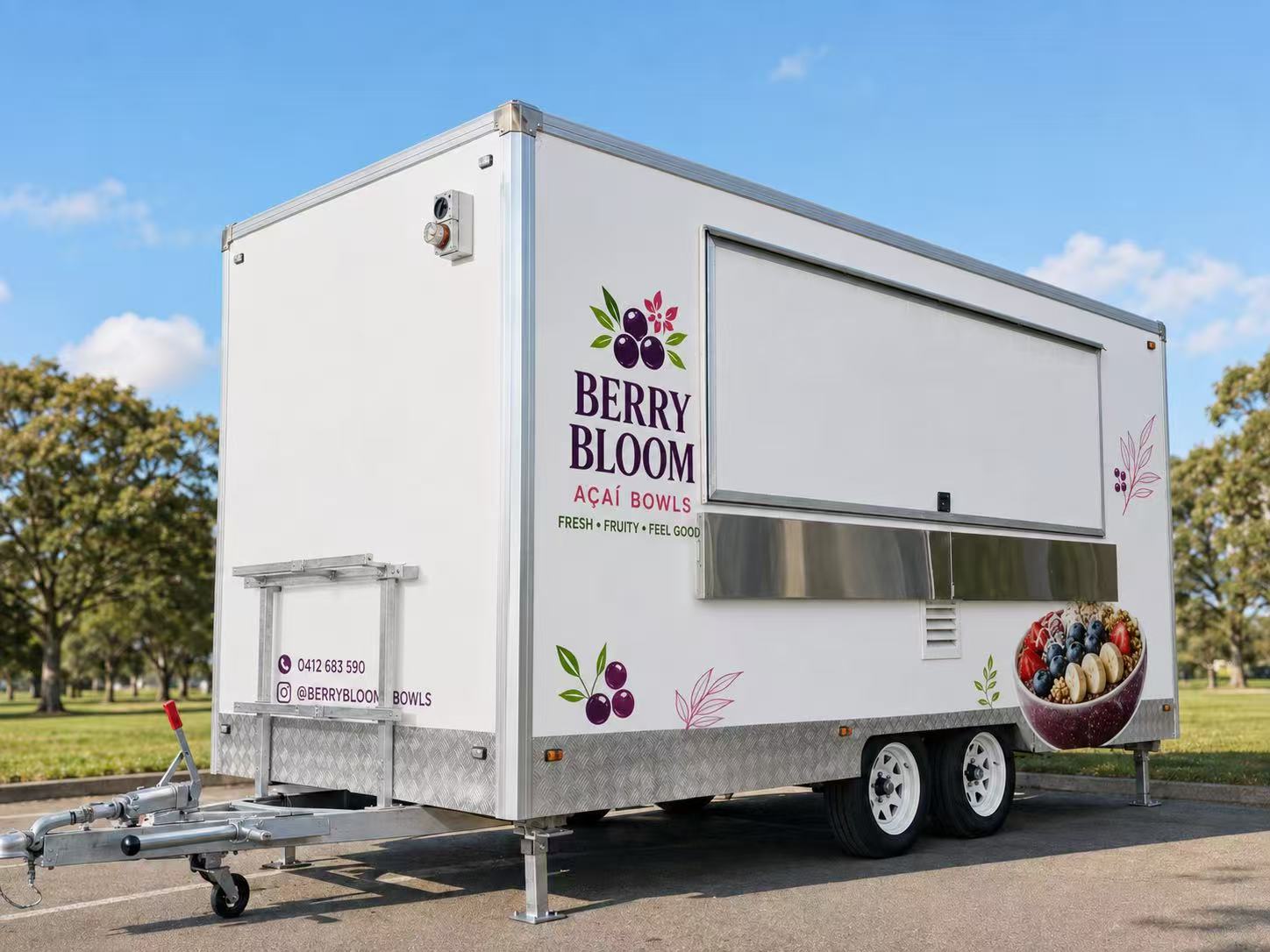 Berry Bloom food trailer with spot graphics